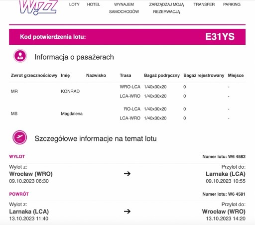 Zdjęcie oferty: Bilet lotniczy Wizzair Wrocław-Larnaka Cypr