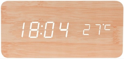 Zdjęcie oferty: Zegar biurkowy termometr budzik imitujący drewno