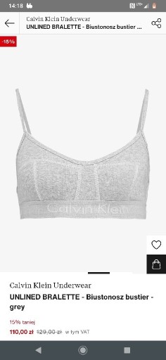 Zdjęcie oferty: BRALETTE biustonosz stanik Calvin Klein rozm S