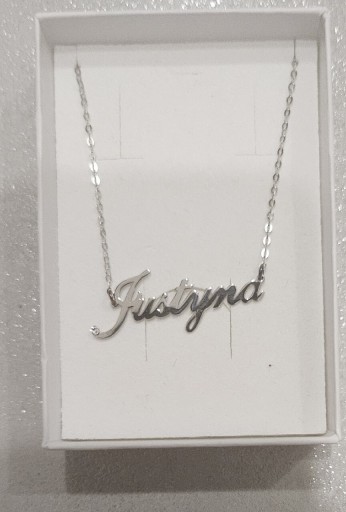 Zdjęcie oferty: Naszyjnik srebrny próba 925 imię Justyna