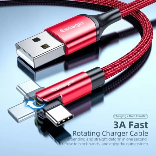 Zdjęcie oferty: Essager Kabel USB C obrotowy 180stopni