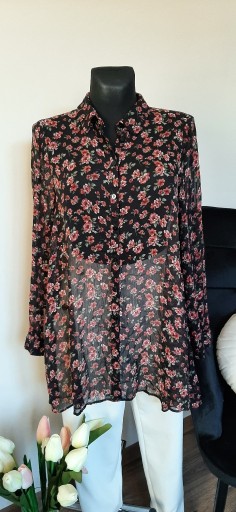 Zdjęcie oferty: Bluzka koszulowa, tunika papaya rozmiar M w kwiatowy wzór 