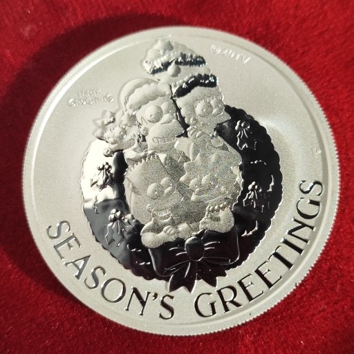 Zdjęcie oferty: The SIMPSONS Życzenia Bożonarodzeniowe moneta Ag