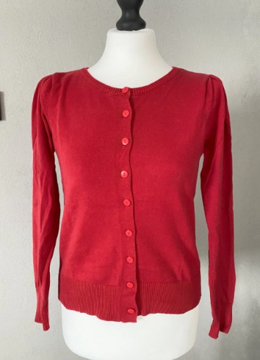 Zdjęcie oferty: Czerwony klasyczny sweter kardigan rozpinany bawełna M
