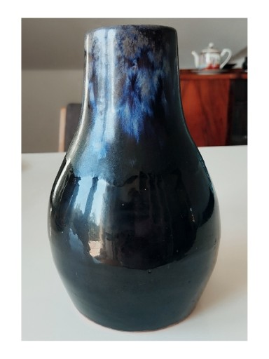 Zdjęcie oferty: Wazon butla, ceramika, czarno - niebieski 