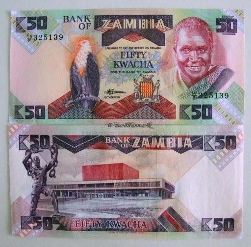 Zdjęcie oferty: ZAMBIA 50 KWACHA 1986-1988 UNC