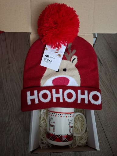 Zdjęcie oferty: Zestaw świąteczny prezent czapka renifer kubek świąta pudełko mikołajki 