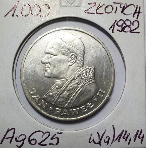 Zdjęcie oferty: 1000 złotych  1982 , Ag625 , Jan Paweł II