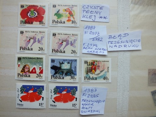 Zdjęcie oferty: 9szt. znaczki Fi 2977 ** BŁĄD Polska 1987 BAJKI