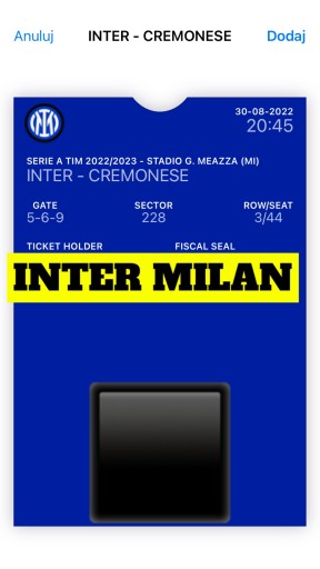 Zdjęcie oferty: Bilety Inter Mediolan - Cremonese