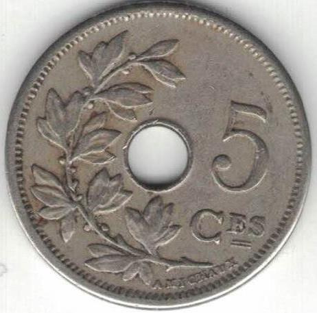 Zdjęcie oferty: Belgia 5 centymów centimes 1904 Q 19 mm nr 1