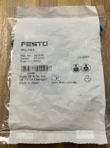 Zdjęcie oferty: Festo Złącze wtykowe-L QSL-1/8-6 10szt. Nowe