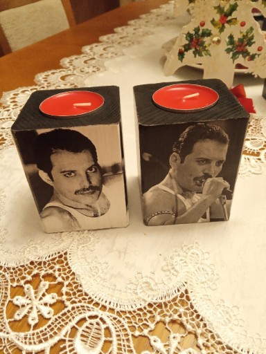 Zdjęcie oferty: Freddie Mercury świeczniki drewniane 
