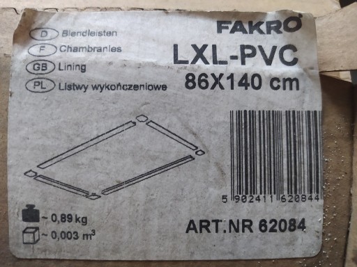 Zdjęcie oferty: Listwa wykończeniowa Fakro Listwy LXL-PVC 86x140