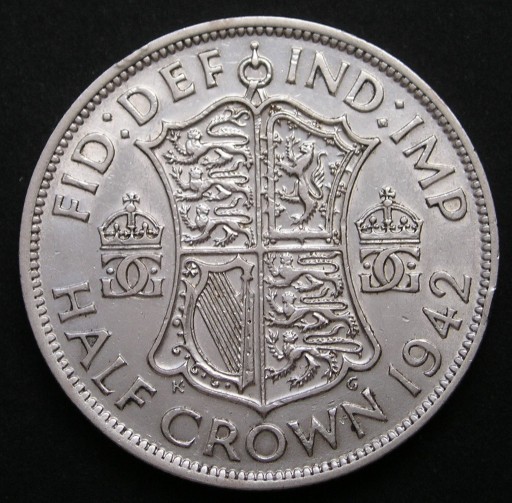 Zdjęcie oferty: Wielka Brytania 1/2 korony 1942 - Jerzy - srebro