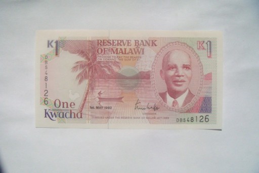Zdjęcie oferty: BANKNOT MALAWI 1 KWACHA 1992 r. stan UNC