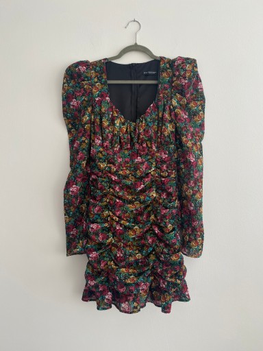 Zdjęcie oferty: Kolorowa sukienka mini w kwiaty 36 Quzu S krótka