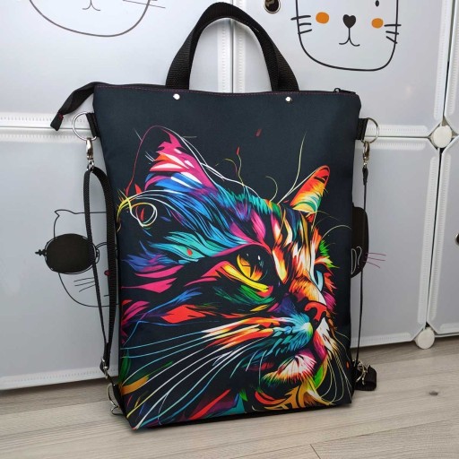 Zdjęcie oferty: Torba-plecak wodoodporna Rainbow Cat handmade