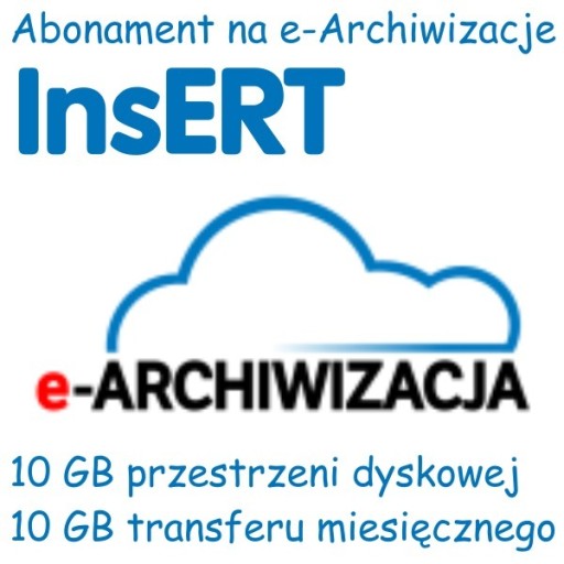 Zdjęcie oferty: Abonament na e-Archiwizacje dla InsERT 10 GB
