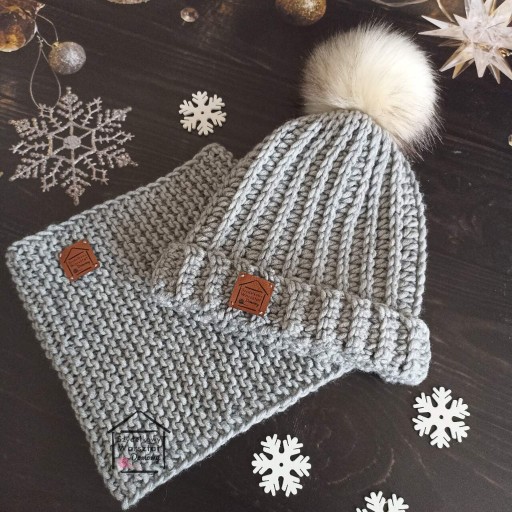 Zdjęcie oferty: Zimowa czapka i komin, komplet handmade