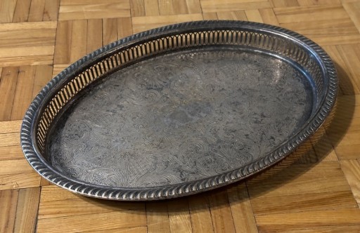 Zdjęcie oferty: Stara posrebrzana taca ażurowa mosiądz posrebrzany
