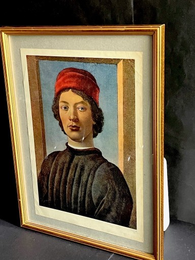 Zdjęcie oferty: Litografia w kolorze,Portret młodzieńca ,replika arcydzieła BOTTICELLEGO.