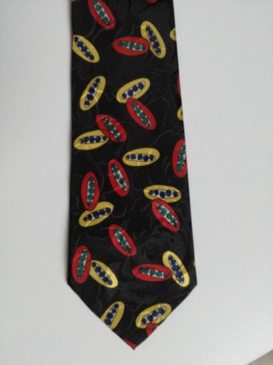 Zdjęcie oferty: Krawat jedwabny w kolorowe eliptyczne wzory