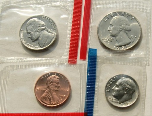Zdjęcie oferty: USA 25 cent 1980 + 3 inne  zestaw menniczy