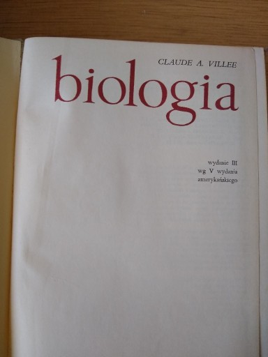Zdjęcie oferty: Biologia Claude A. Villee