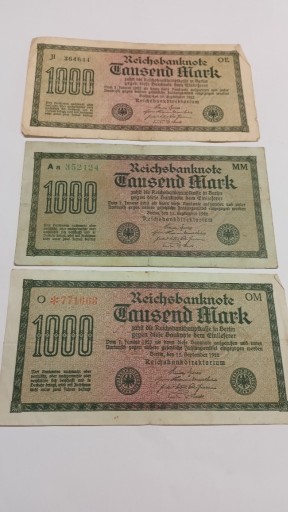 Zdjęcie oferty: 1000 Marek 1922 rok Niemcy zestaw 3 sztuki 