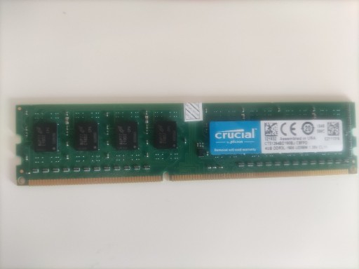 Zdjęcie oferty: Pamięć Crucial DDR3L, 4 GB, 1600 UDIMM 1.35, CL11 