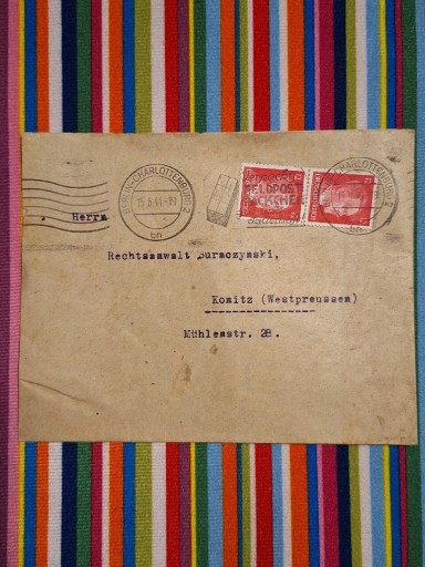Zdjęcie oferty: całość pocztowa koperta Berlin - Konitz