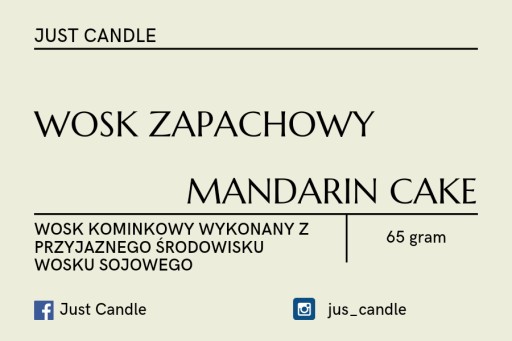 Zdjęcie oferty: Just Candle Wosk zapachowy Ciastko Mandarynkowe