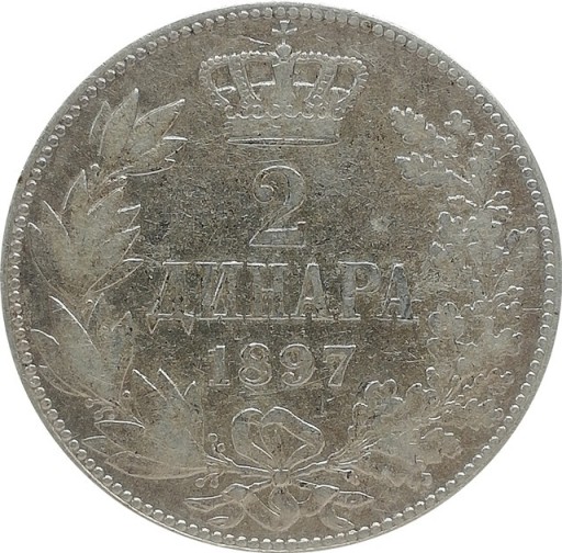 Zdjęcie oferty: Serbia 2 dinara 1897, Ag KM#22