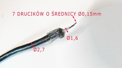 Zdjęcie oferty: PRZEWÓD W EKRANIE kabel RG174 1m