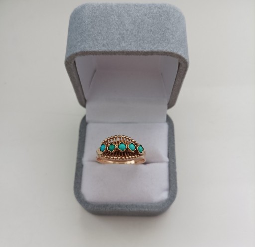 Zdjęcie oferty: Warmet złoty pierścionek 585 PRL turkus retro cudo