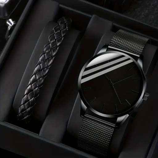Zdjęcie oferty: Zestaw zegarek + bransoletka czarny
