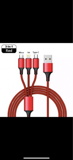 Zdjęcie oferty: Kabel 3w1 Micro USB/USB C/iPhone Ładowarka