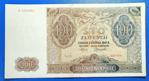 Zdjęcie oferty: Banknot , 100 złotych 1941