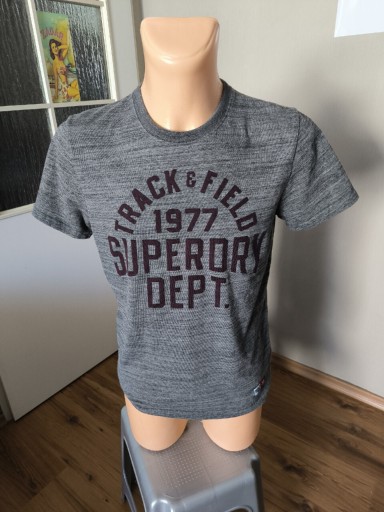 Zdjęcie oferty: Superdry t-shirt męski M ciemny szary melanż z nadrukiem 