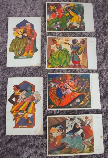 Zdjęcie oferty:   Stare pocztówki Z.Stryjeńska 6 sztuk -Tańce.