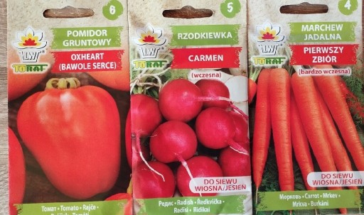 Zdjęcie oferty: Zestaw 3 warzyw Pomidor/Marchewka/Rzodkiewka 