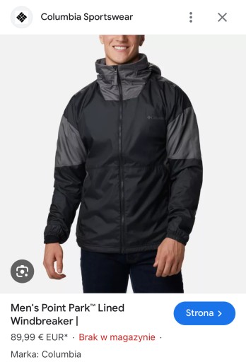 Zdjęcie oferty: Columbia Point Park Lined Windbreaker . S