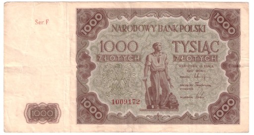 Zdjęcie oferty: Banknot PRL, 1.000 złotych 1947 - st. -3