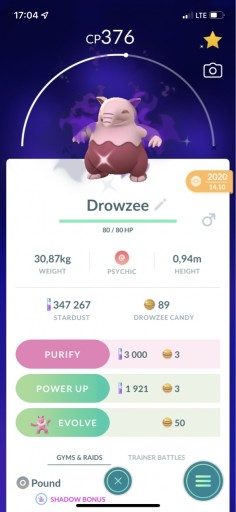 Zdjęcie oferty: Pokemon Go - Shiny Shadow Drowzee