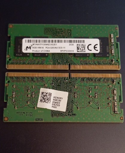 Zdjęcie oferty: Pamięć RAM Micron 8GB DDR4 1RX16 PC4-3200AA-SC0-11