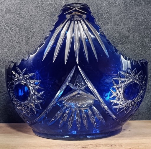 Zdjęcie oferty: Koszyk niebieski kobaltowy kryształowy PRL Unikat