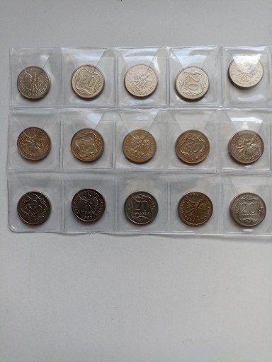 Zdjęcie oferty: 20 groszy z 1990, 1992, 1996r. roku po 5 sztuk.