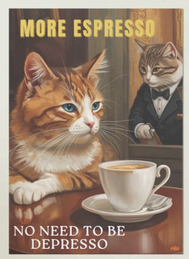 Zdjęcie oferty: Plakat kot espresso depresso