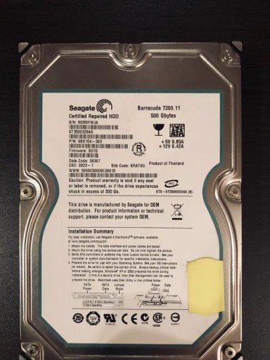 Zdjęcie oferty: Dysk HDD Baracuda Seagate